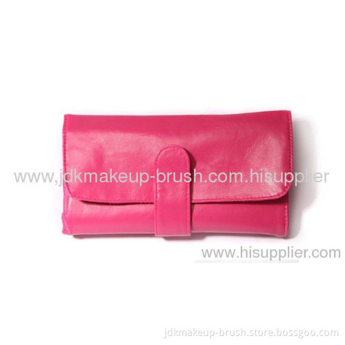 10pcs Pink Cosmetic Brush Set With Pink Pu Pouch 